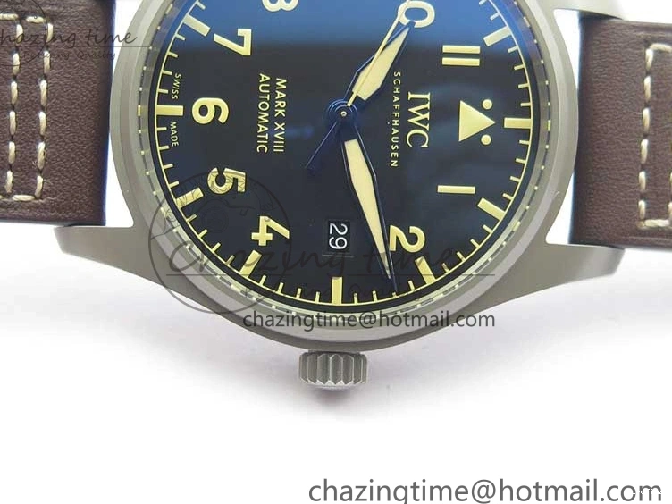 MIROTIME 0507 Mark XVIII IW327006 Titanium V7F 1:1 Best Edition Black Dial on Brown Leather Strap A Attractive 7080
